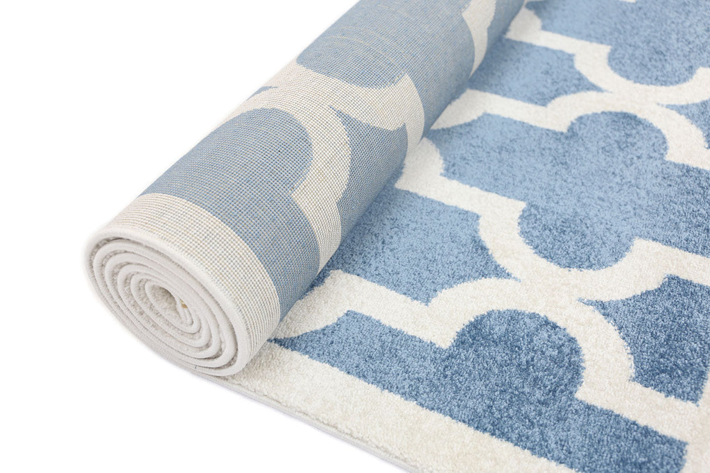Piccolo Blue and White Lattice Pattern Kids Rug - 20518 631 – view 4
