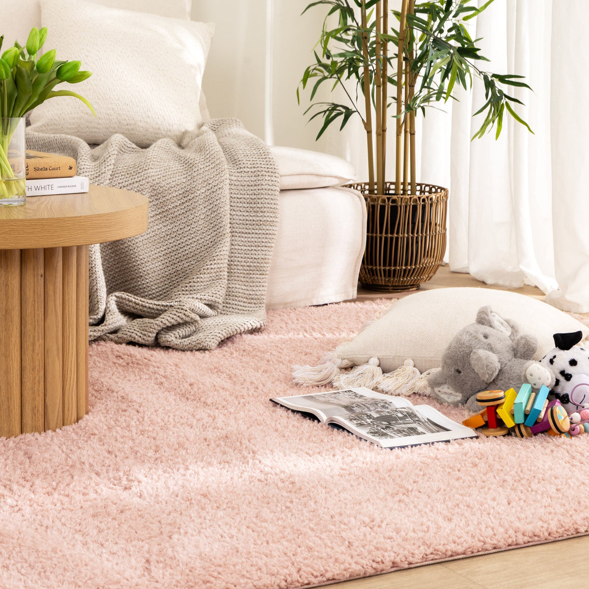 Plush Blush Pink Shaggy Rug – view 5