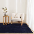 Plush Navy Shaggy Rug styled with furniture