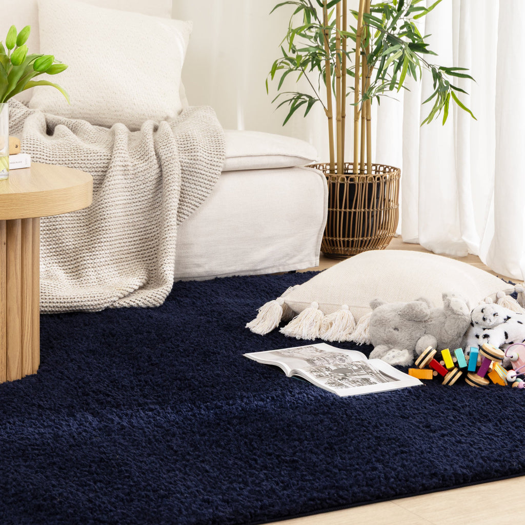 Plush Navy Shaggy Rug – view 5