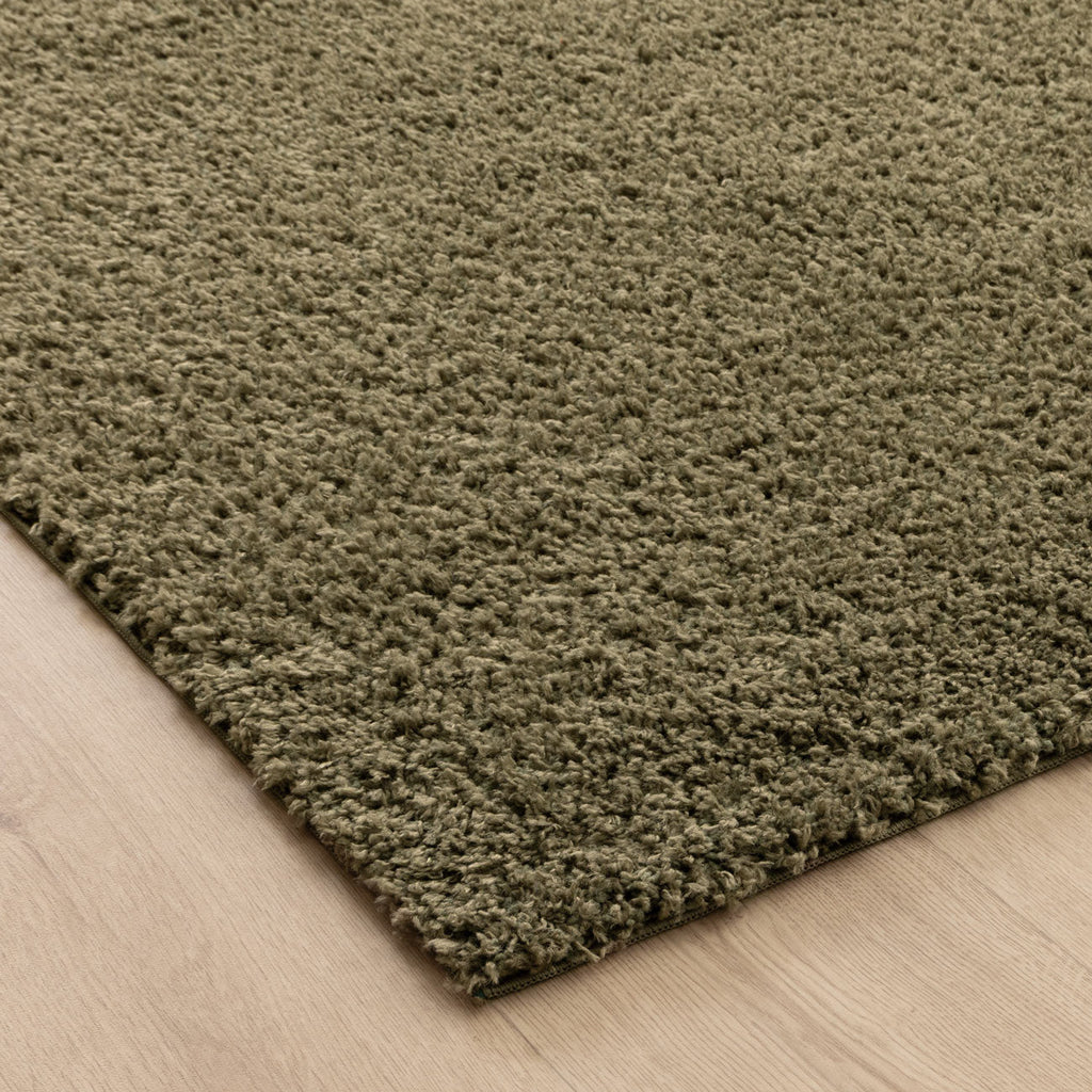 Plush Olive Green Shaggy Rug – view 3