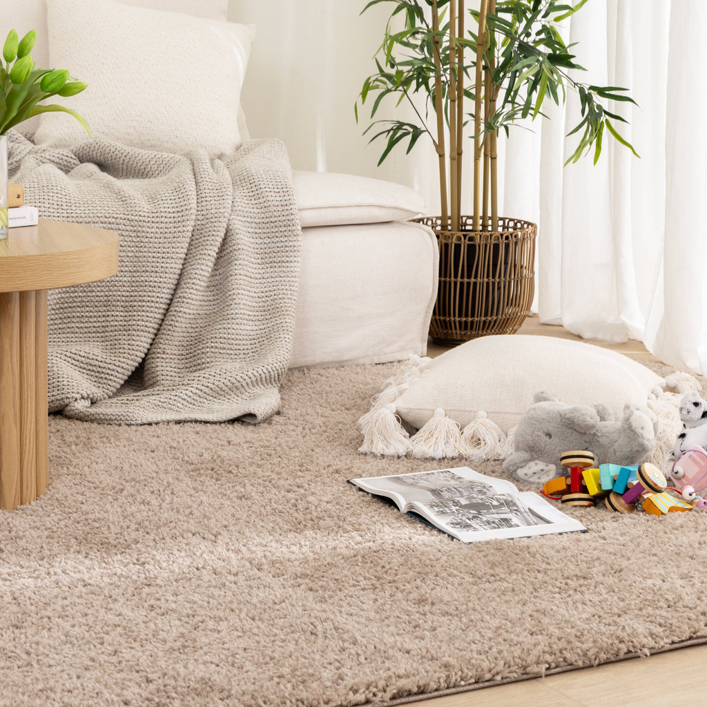 Plush Taupe Shaggy Rug – view 5
