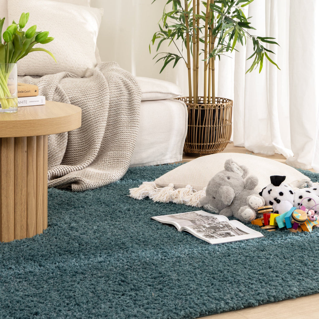 Plush Teal Shaggy Rug – view 5