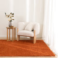 Plush Terracotta Shaggy Rug styled with furniture
