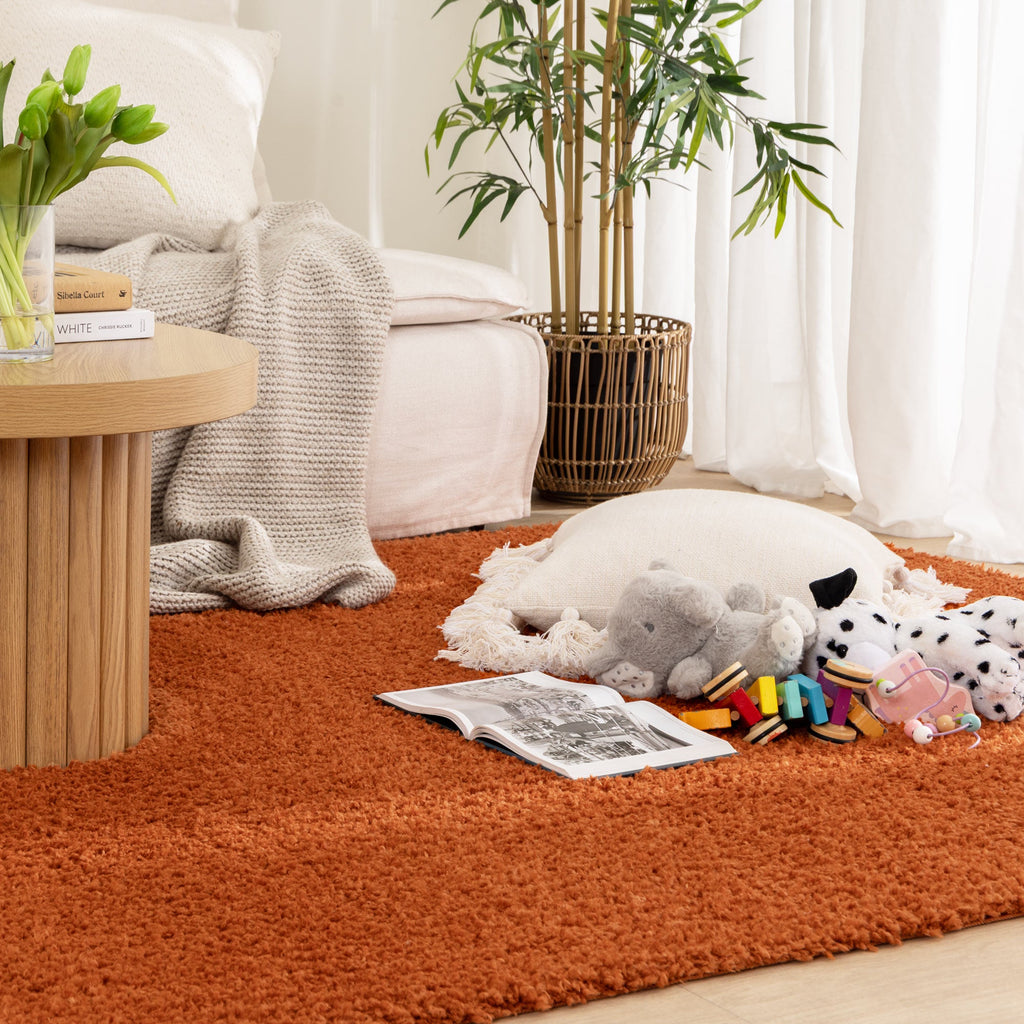 Plush Terracotta Shaggy Rug – view 5