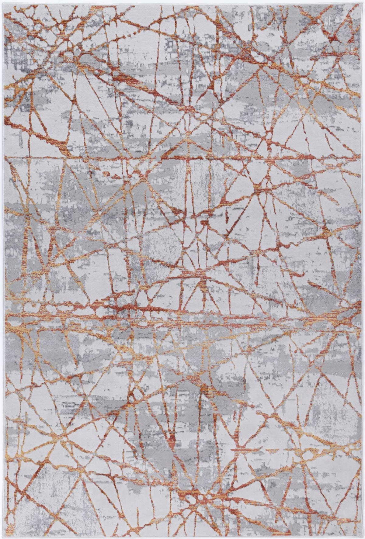 Porto James Grey & Orange Geometric Rug - 03 – view 2
