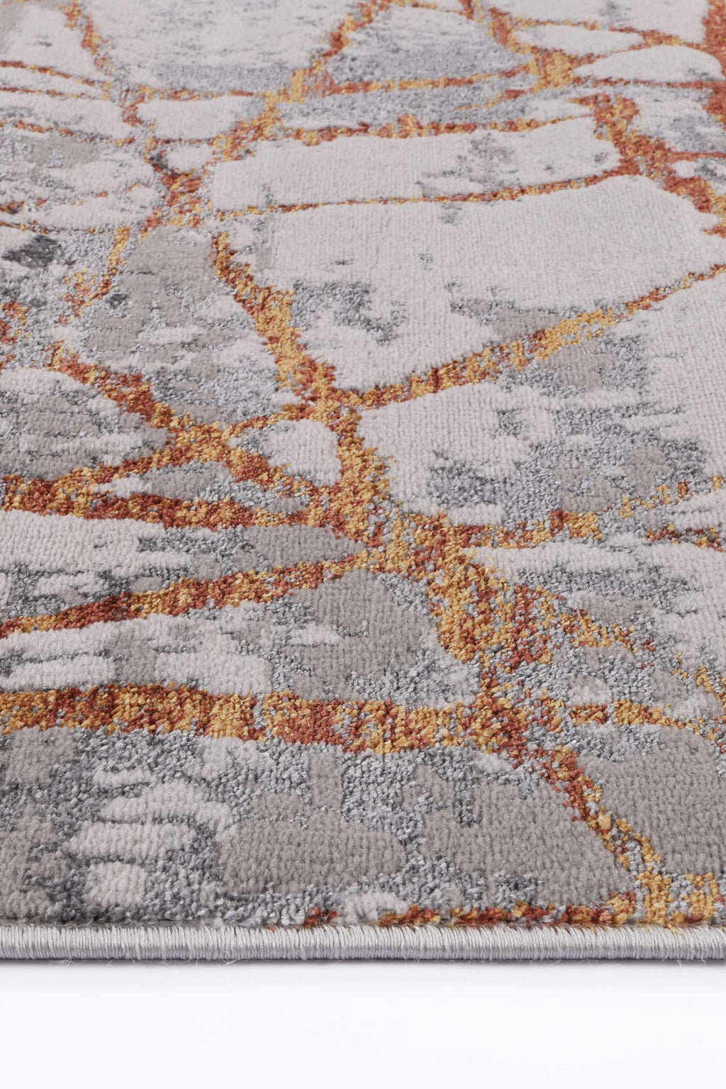 Porto James Grey & Orange Geometric Rug - 03 – view 3