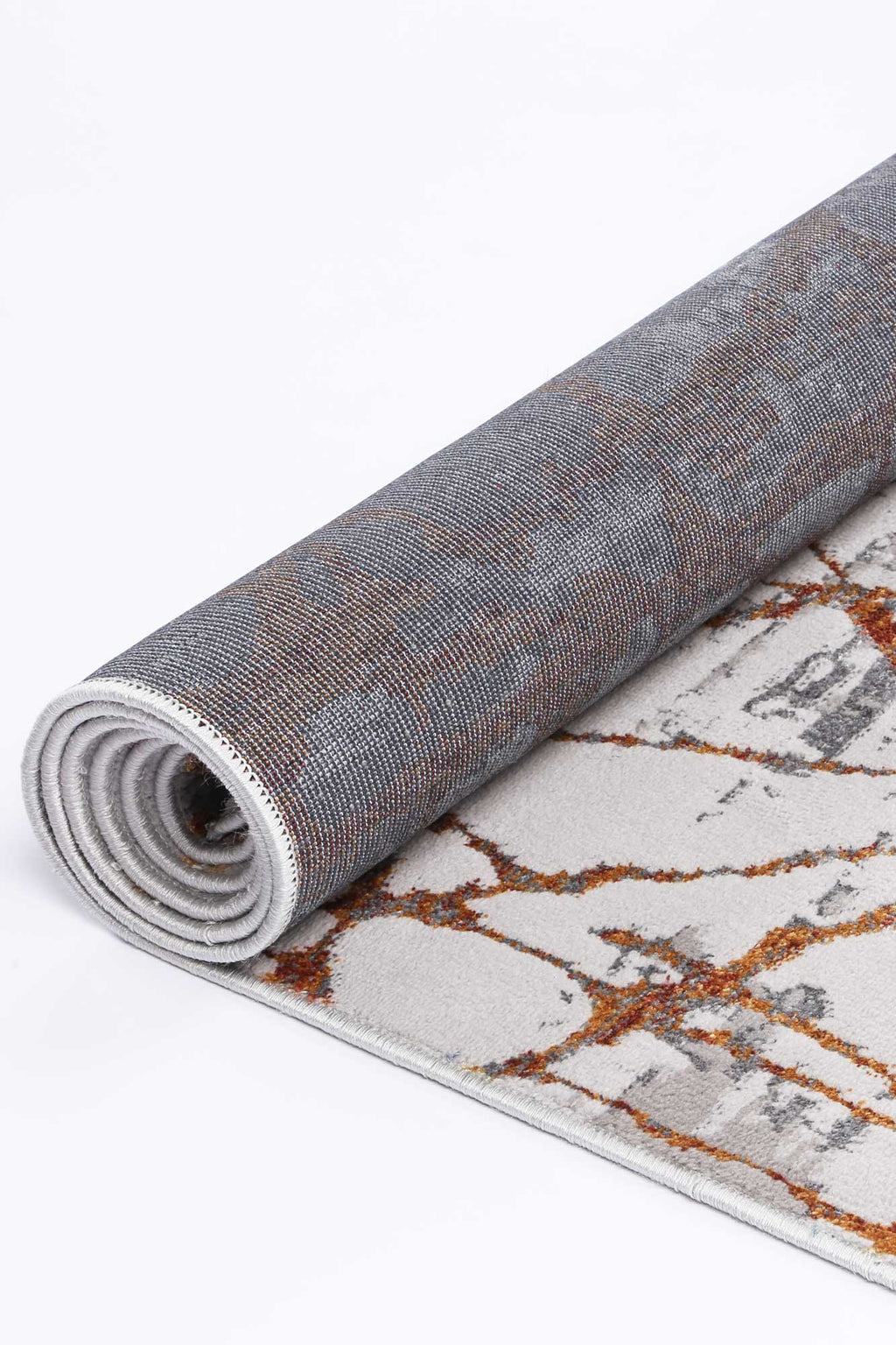 Porto James Grey & Orange Geometric Rug - 03 – view 4