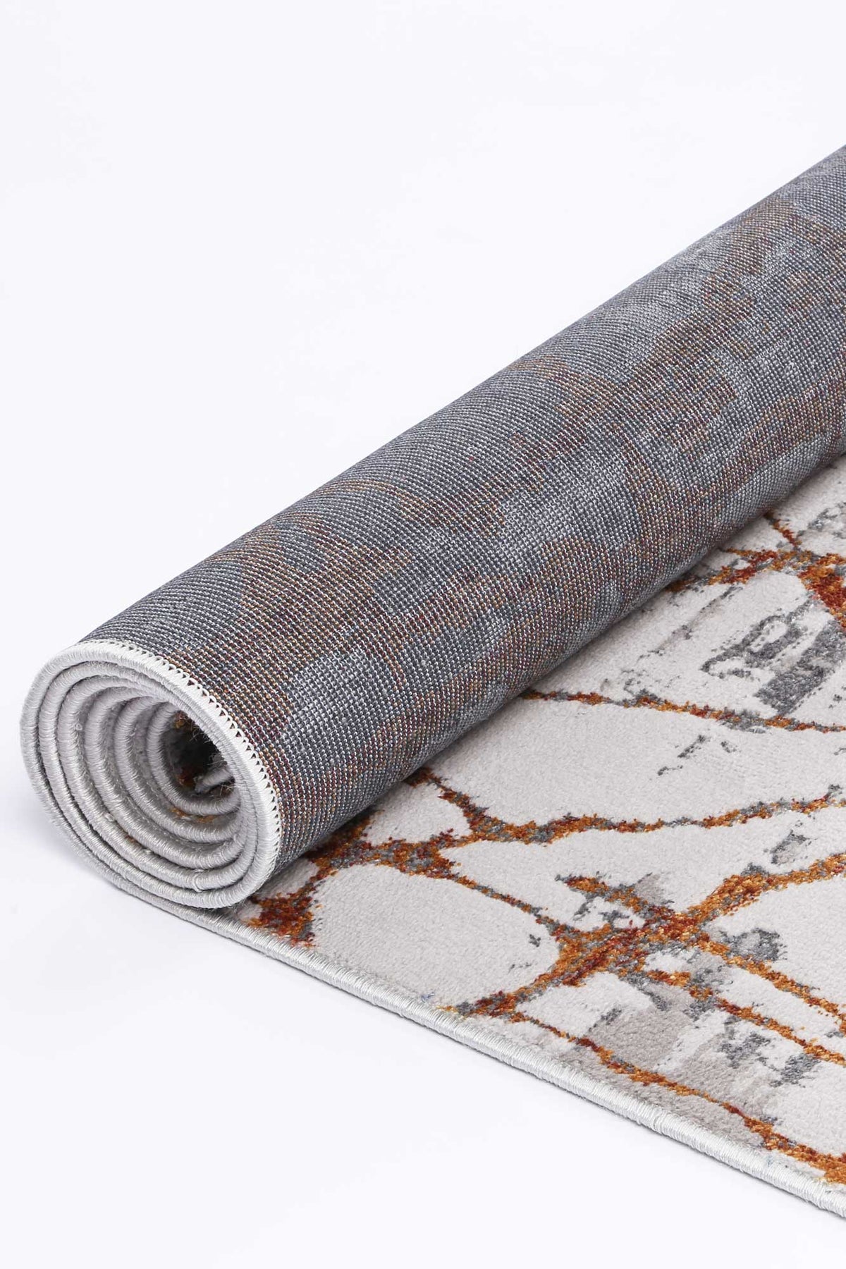 Porto James Grey & Orange Geometric Rug - 03 – view 4