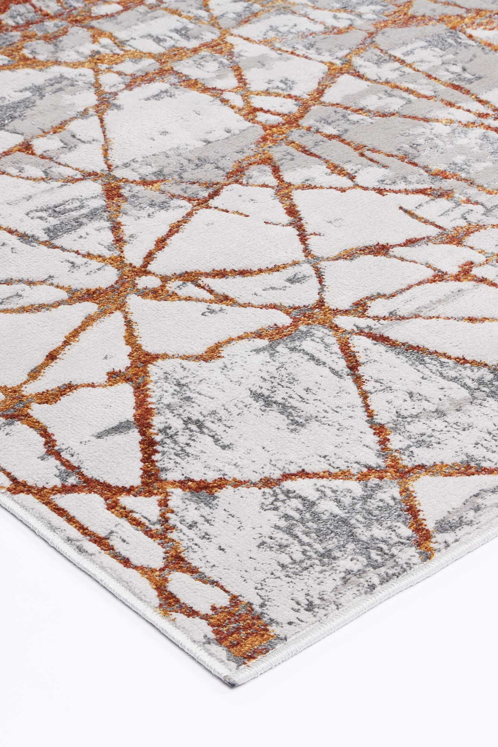 Porto James Grey & Orange Geometric Rug - 03 – view 5