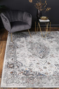 Porto Ava Ivory & Blue Traditional Rug - 07 styled with furniture