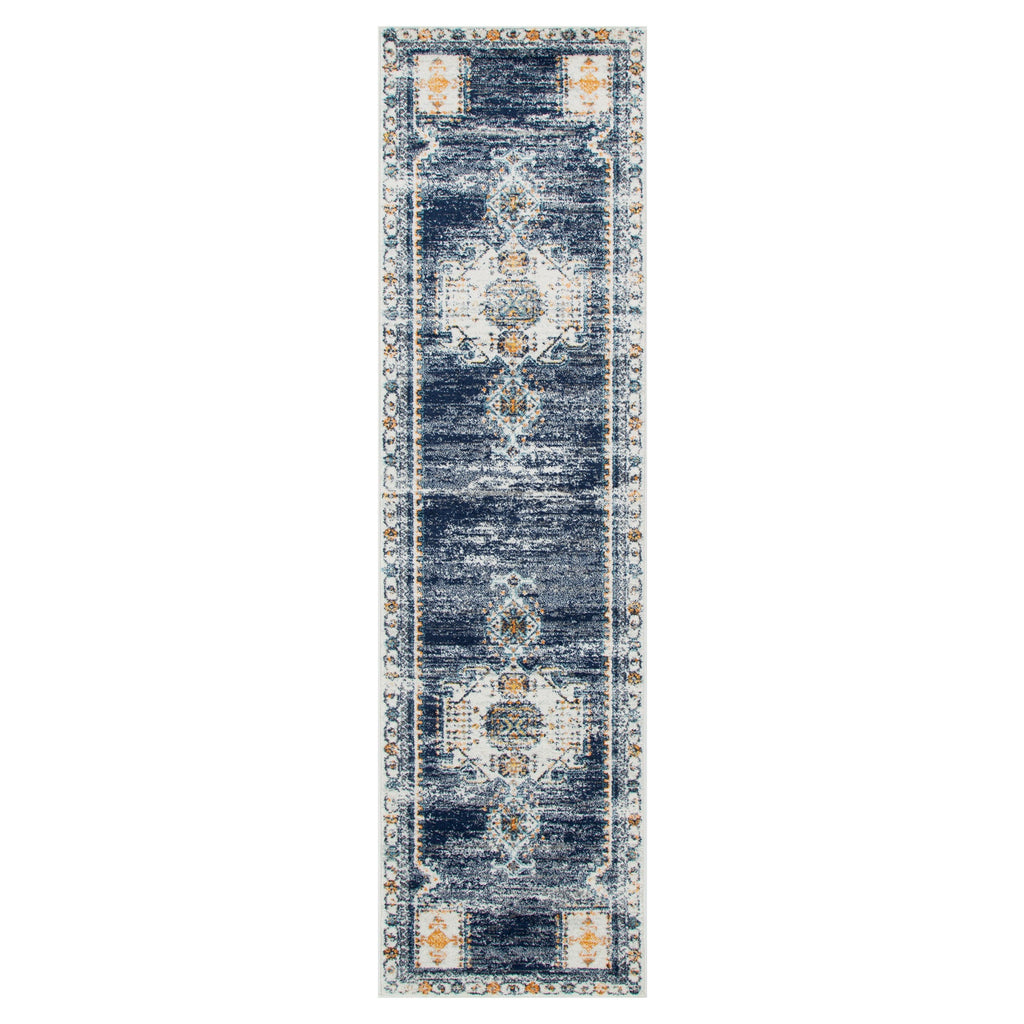 Provence PROV06 Navy Cream Medallion Rug – view 7