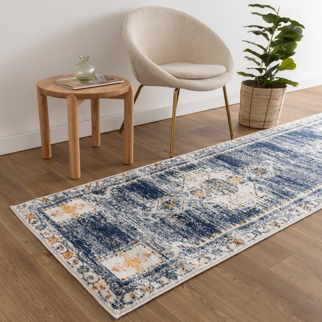 Provence PROV06 Navy Cream Medallion Rug – view 8