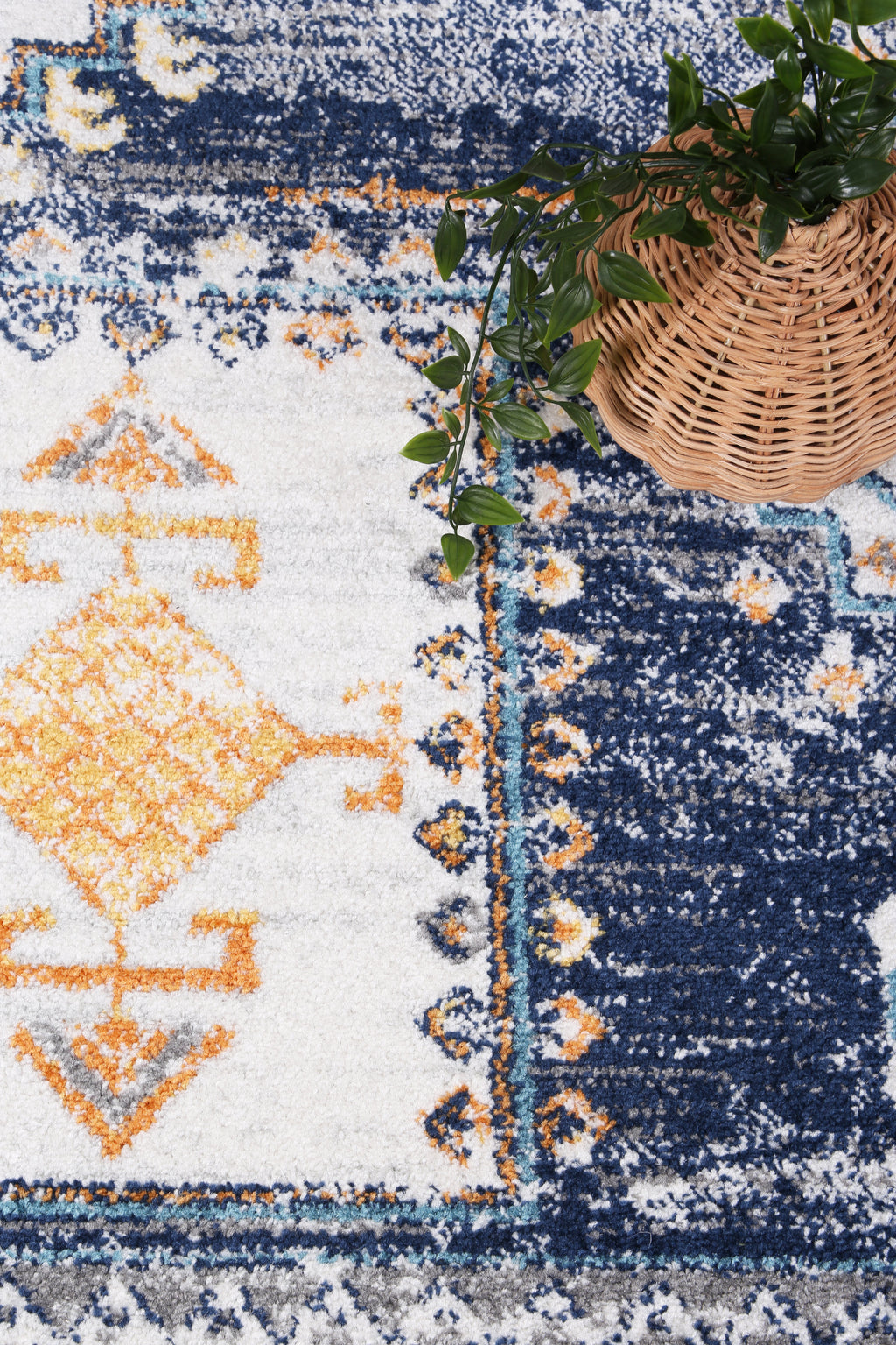 Provence PROV06 Navy Cream Medallion Rug – view 6