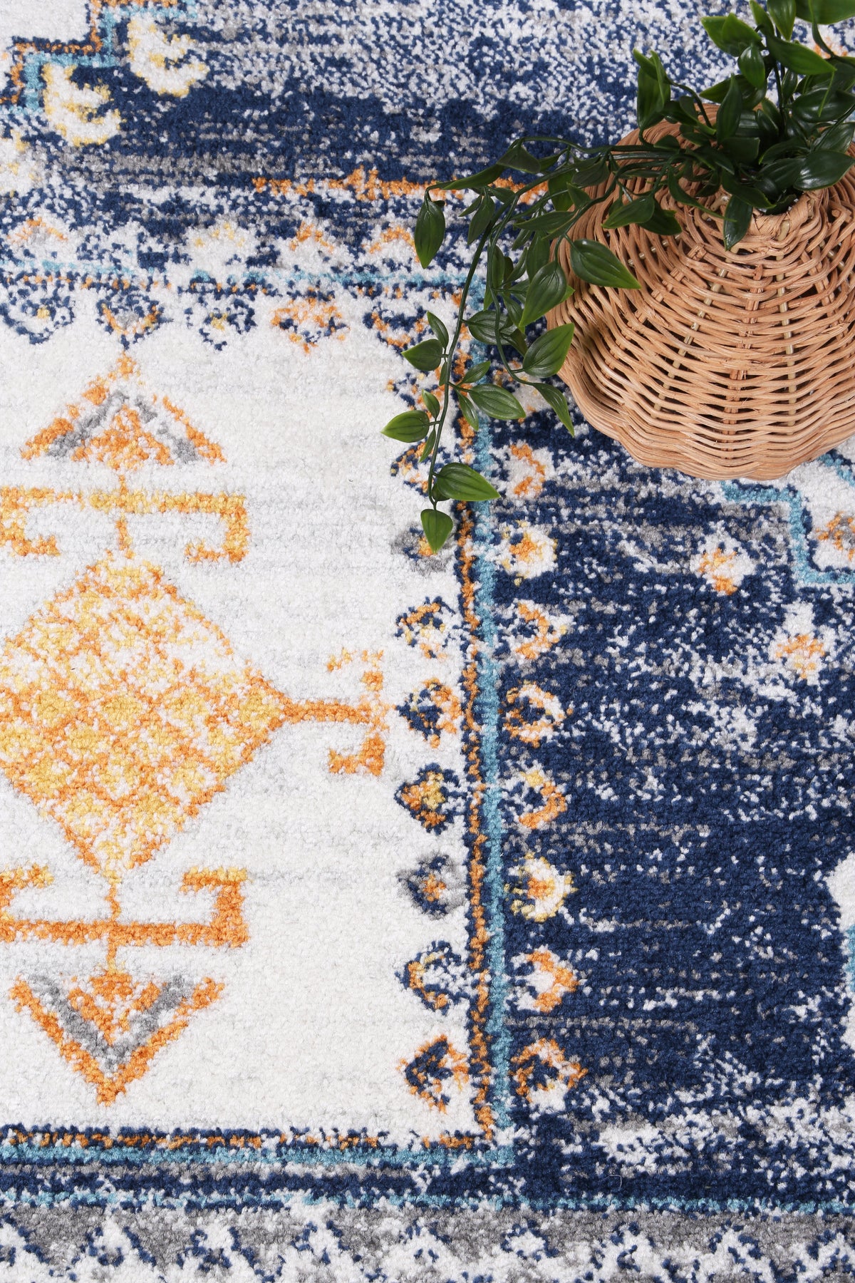Provence PROV06 Navy Cream Medallion Rug – view 6