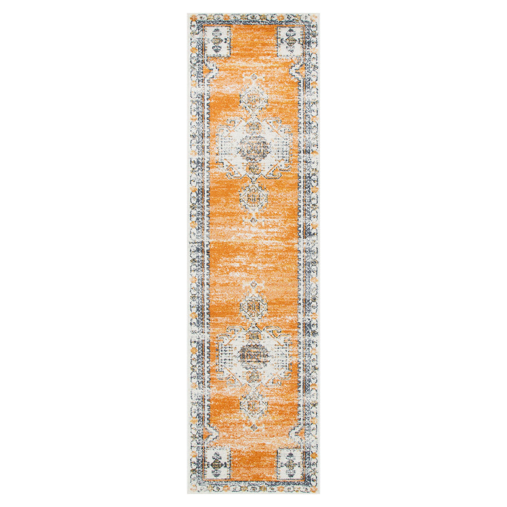 Provence PROV07 Terracotta Blue Medallion Rug – view 7