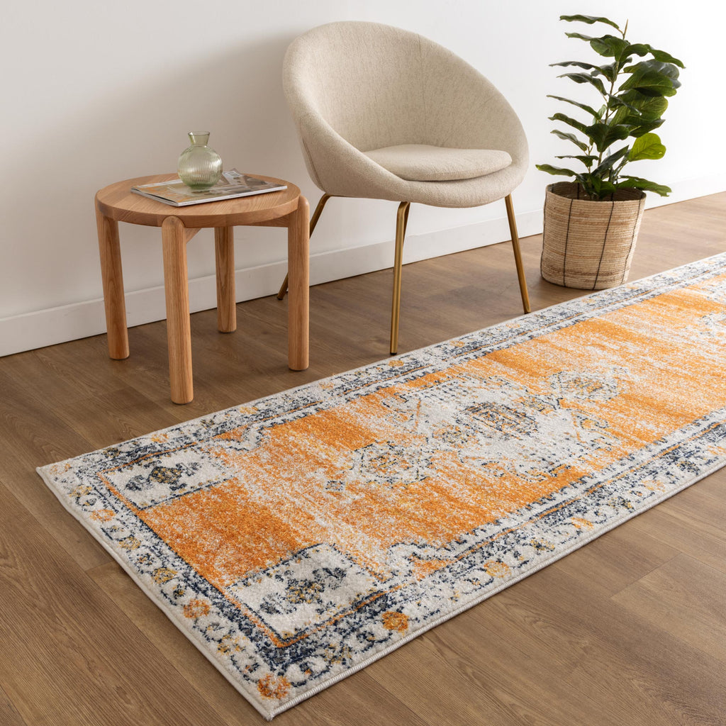 Provence PROV07 Terracotta Blue Medallion Rug – view 8