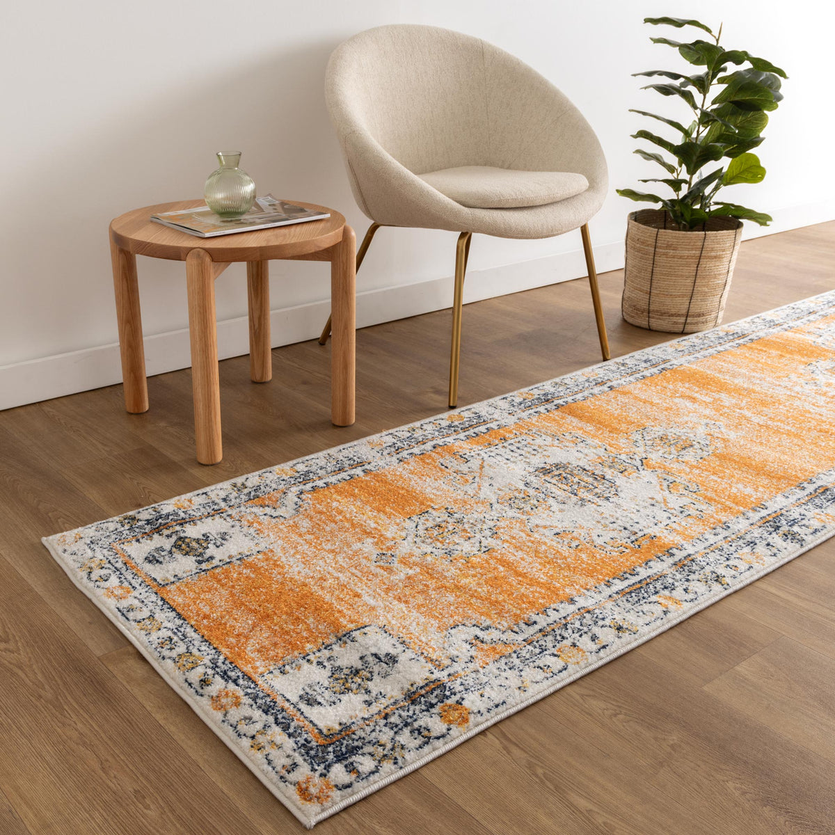 Provence PROV07 Terracotta Blue Medallion Rug – view 8