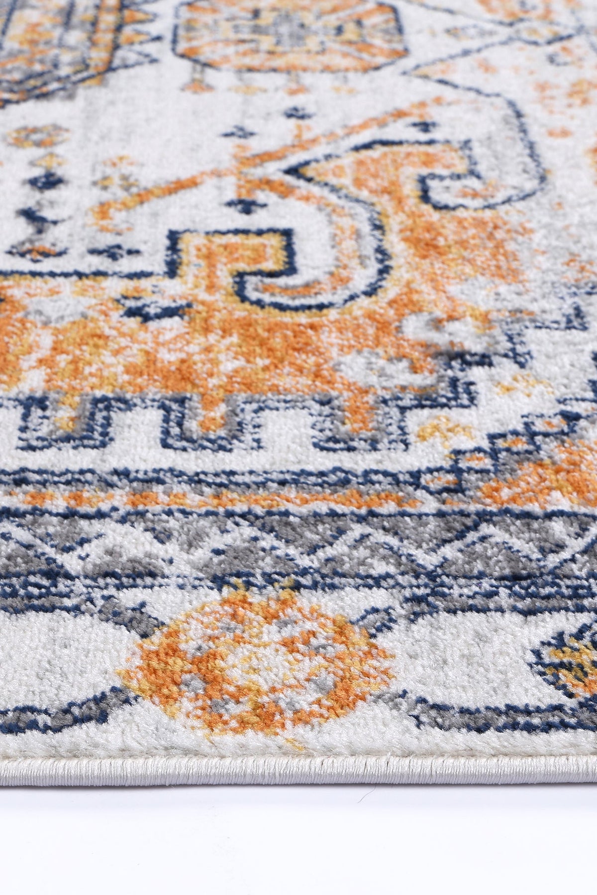 Provence PROV07 Terracotta Blue Medallion Rug – view 4