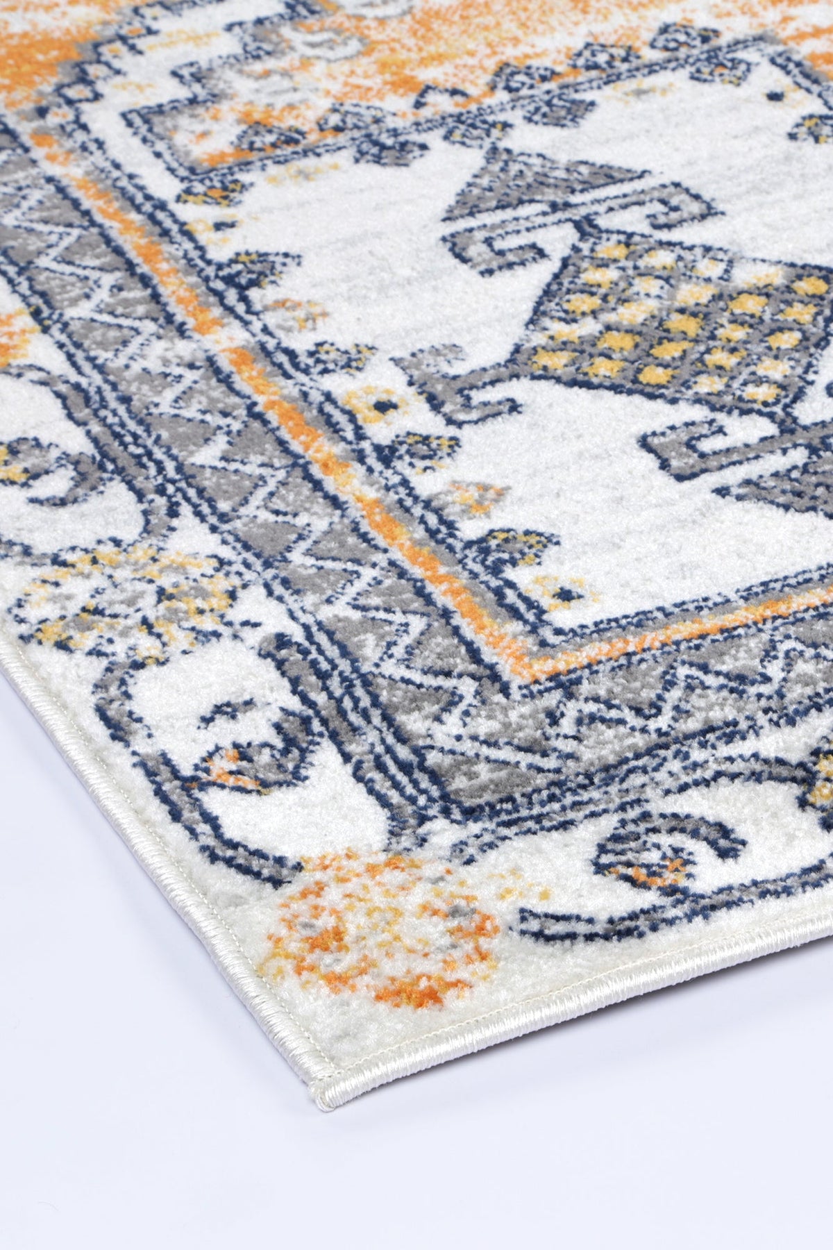 Provence PROV07 Terracotta Blue Medallion Rug – view 3