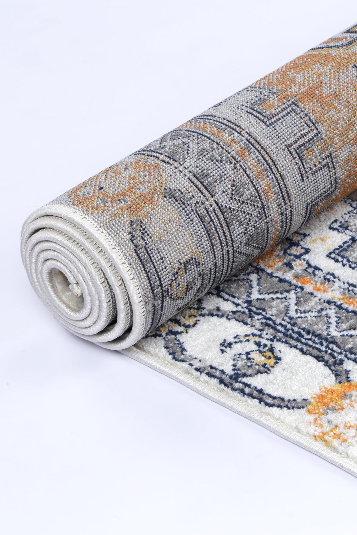 Provence PROV07 Terracotta Blue Medallion Rug – view 5