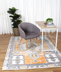 Provence PROV07 Terracotta Blue Medallion Rug styled with furniture