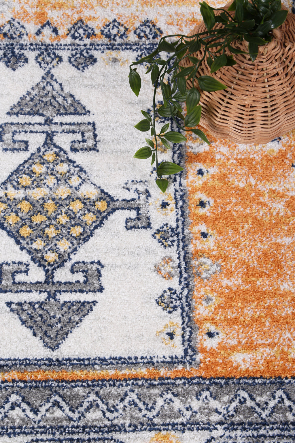 Provence PROV07 Terracotta Blue Medallion Rug – view 6