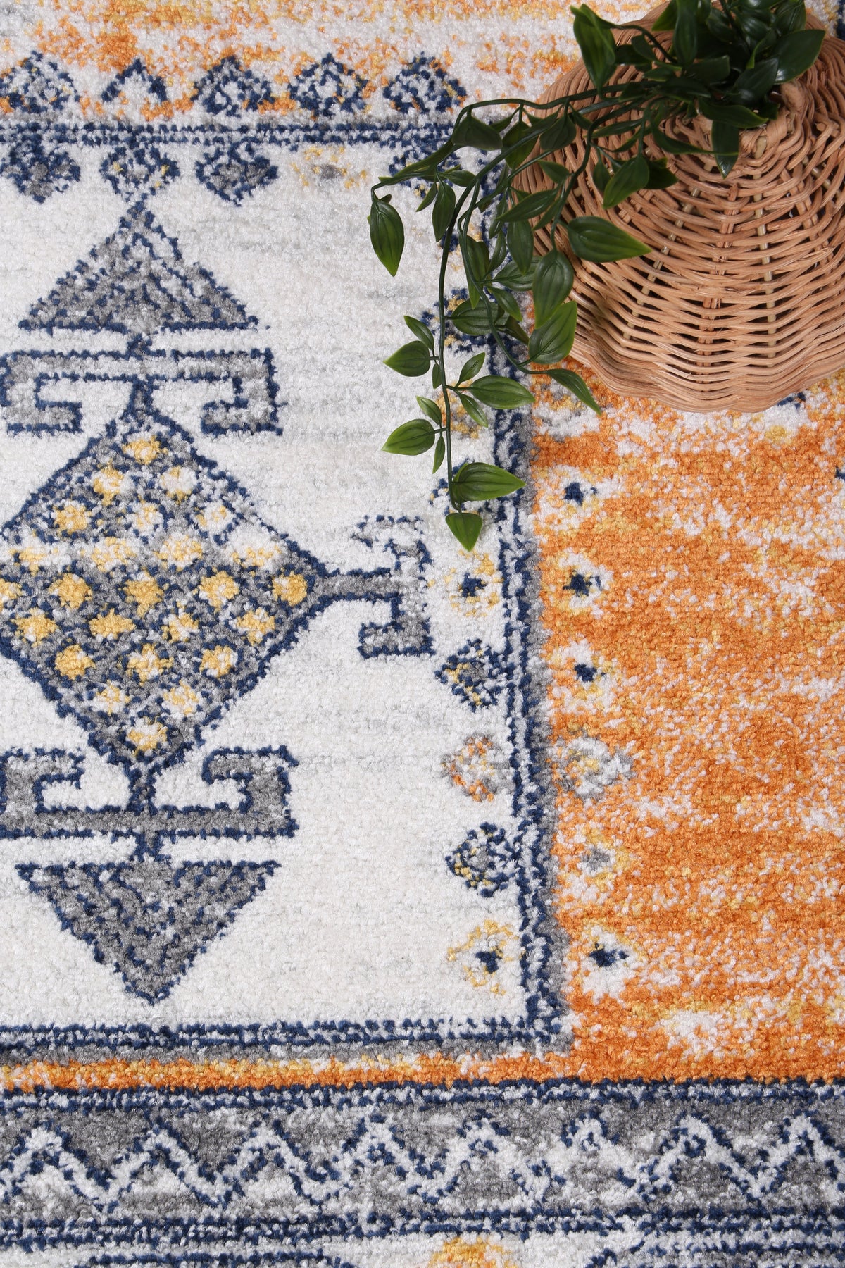 Provence PROV07 Terracotta Blue Medallion Rug – view 6
