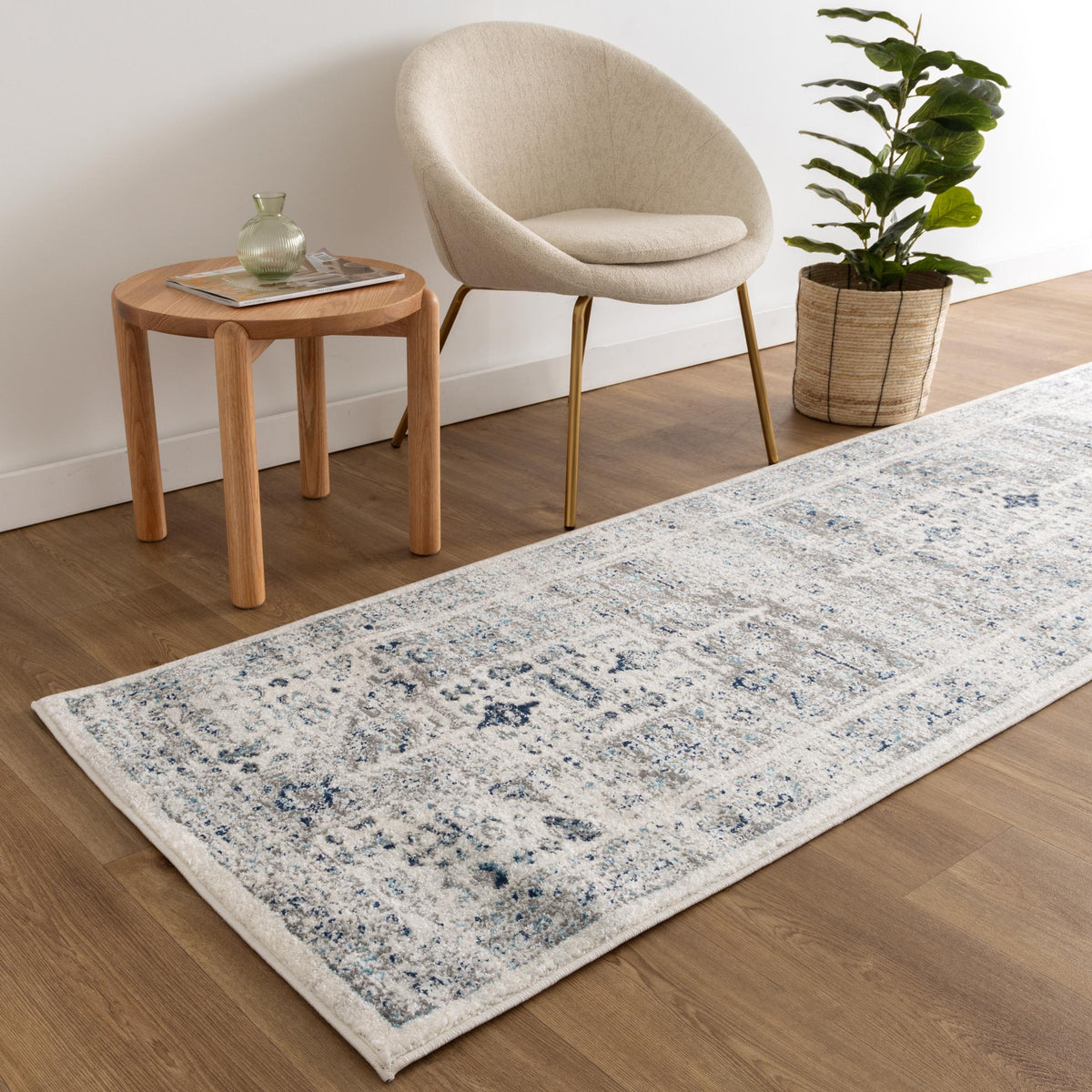 Provence Nimes Blue & Grey Traditional Rug - 014 – view 8