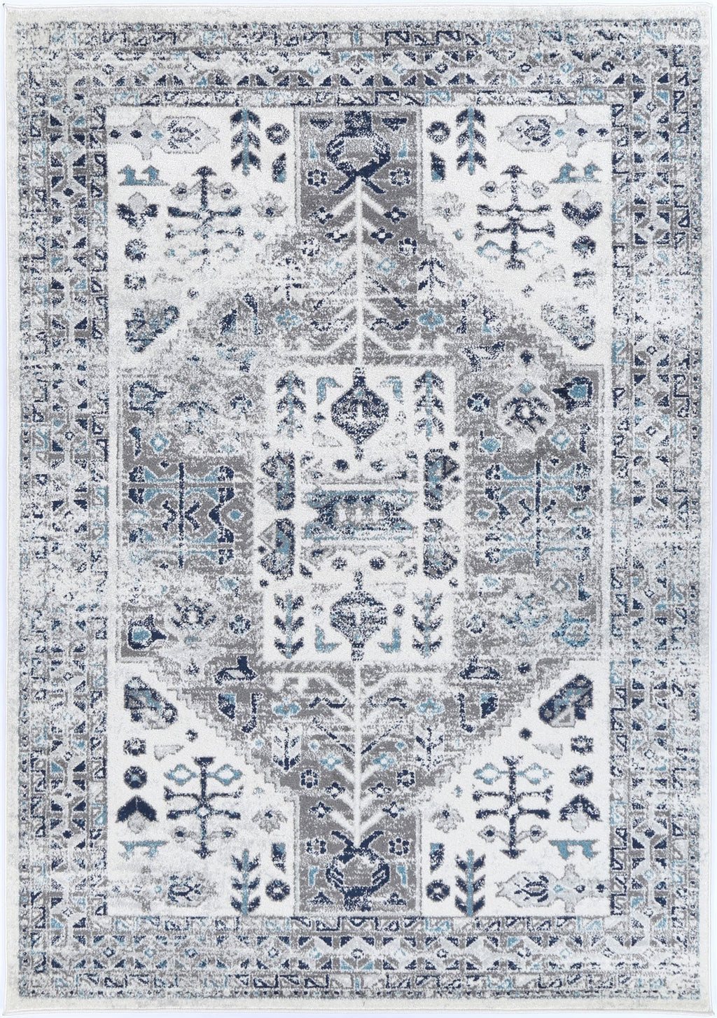 Provence Nimes Blue & Grey Traditional Rug - 014 – view 2