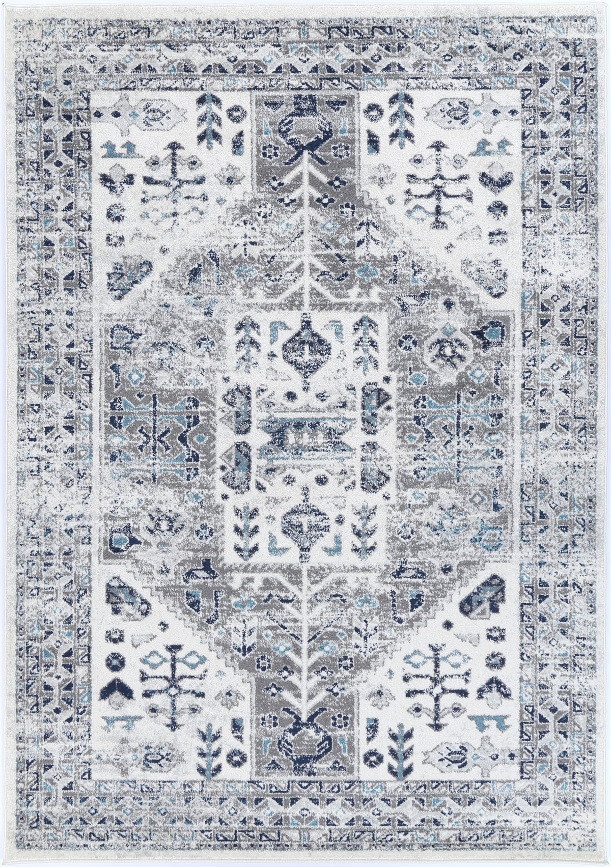 Provence Nimes Blue & Grey Traditional Rug - 014 – view 2