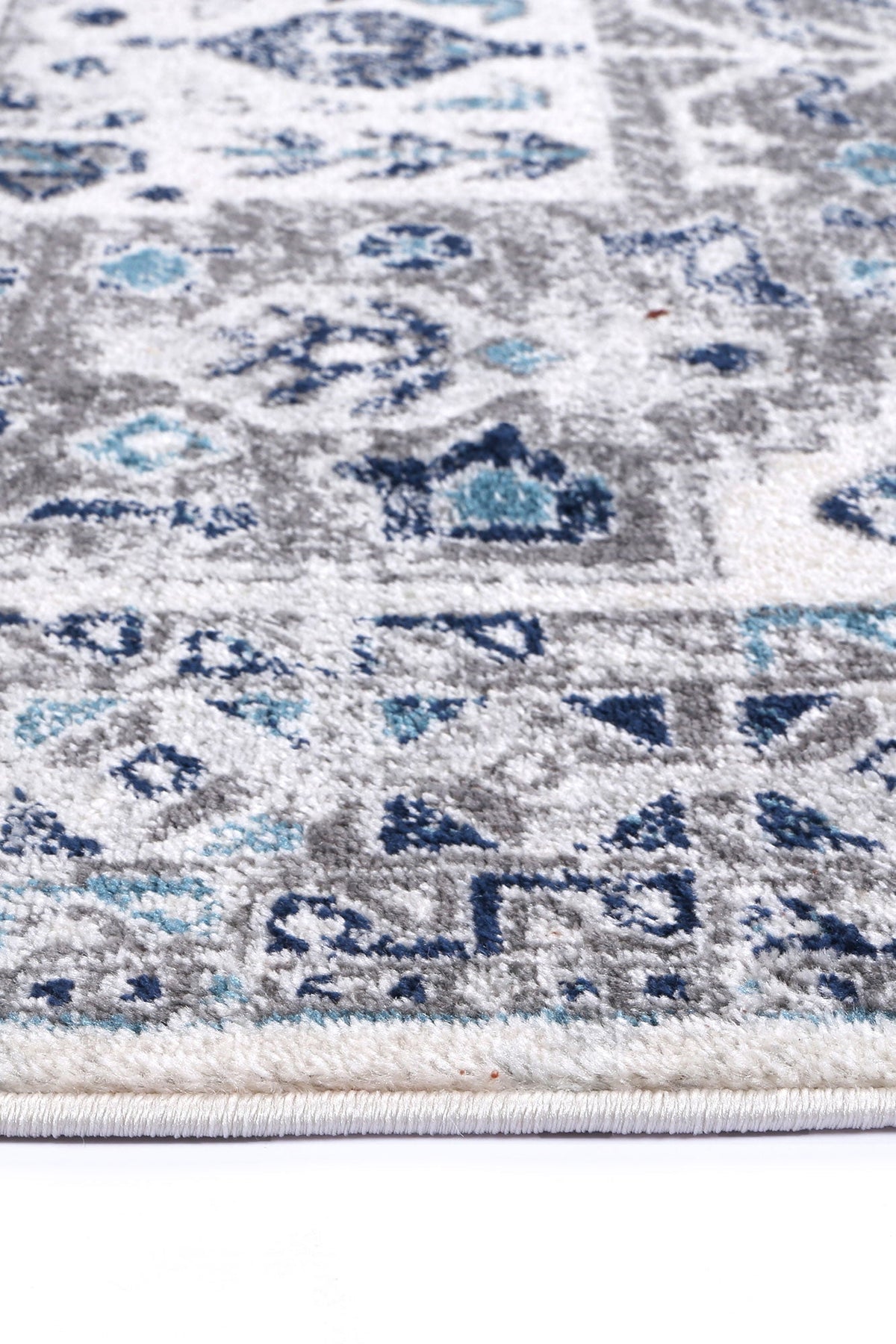 Provence Nimes Blue & Grey Traditional Rug - 014 – view 3