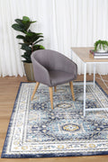 Provence Frejus Blue Transitional Rug - 021 styled with furniture