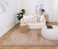 Puffy Soft Shag Camel Rug styled with furniture