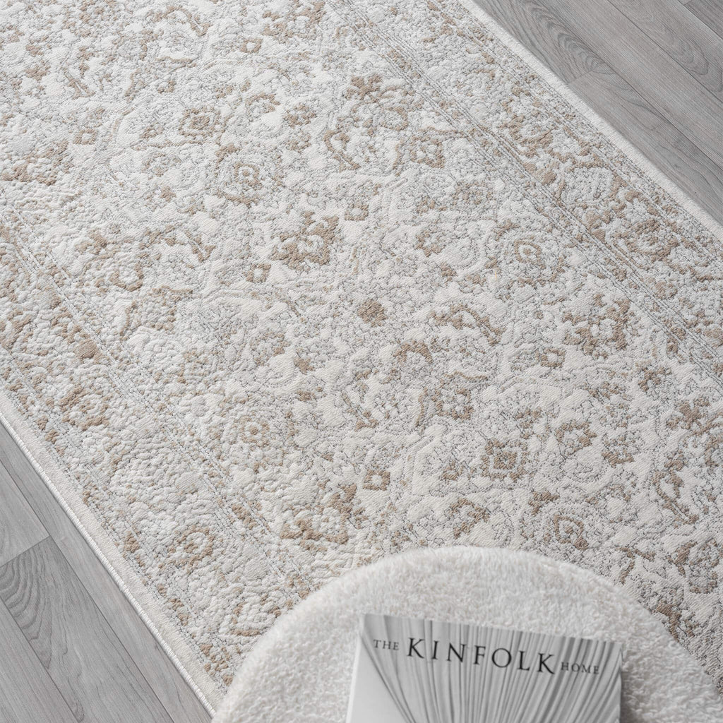 Pearl Hallway Runner Rug with plush, non-shed pile and all-side binding. Power-loomed in Türkiye for durable, easy-care hallway style.