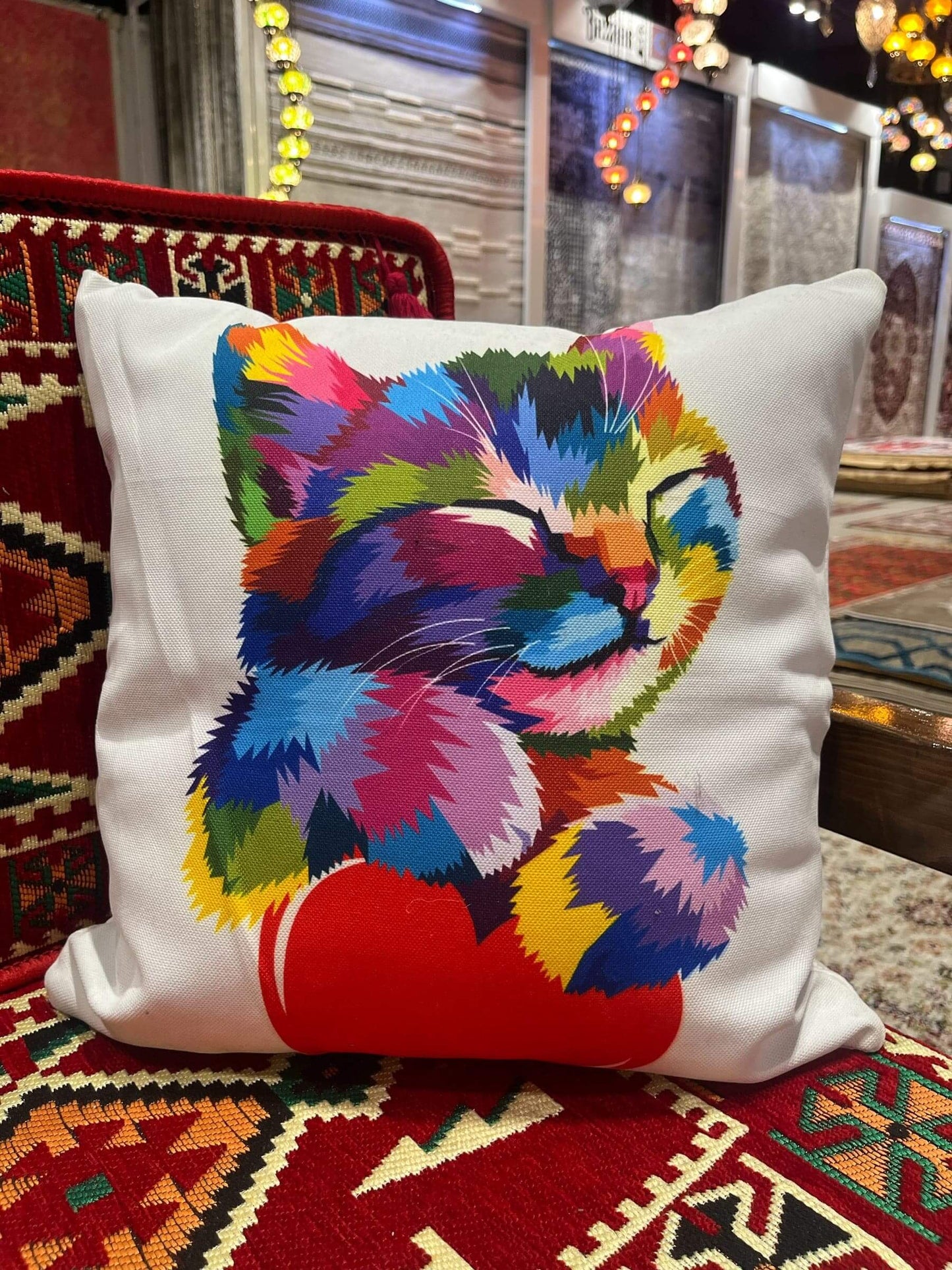 Cat Design Cushion (Colourful)