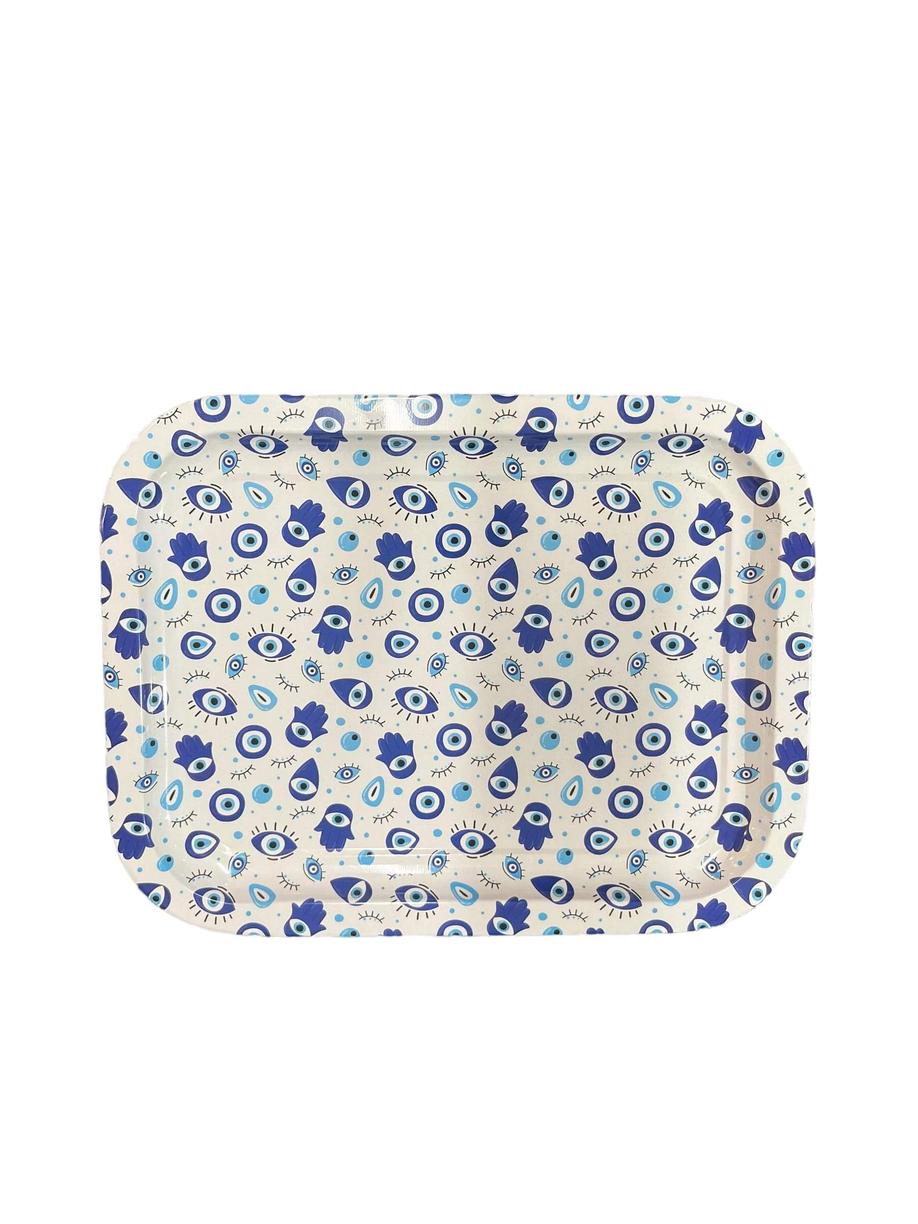 This Metal Tray Evil Eye is perfect for adding a touch of boho-chic style to your home decor. Crafted from metal, it features a distinctive evil eye motif to protect you from bad luck and health concerns. Its stylish design complements any decor, making i