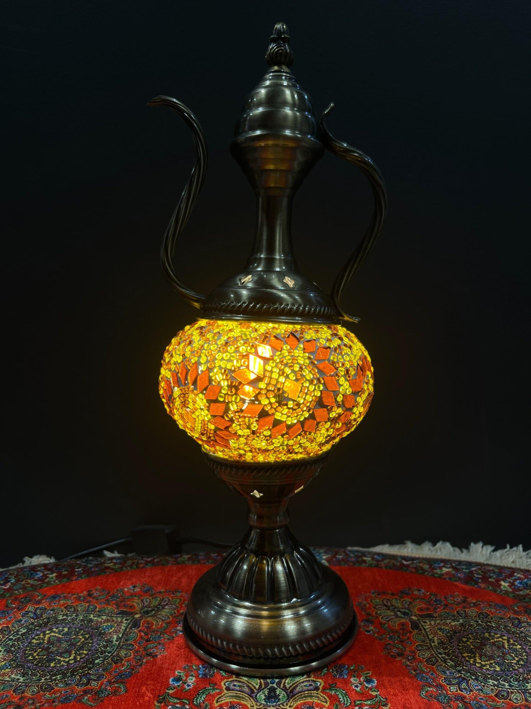 Mosaic Genie Lamp Brown Flower