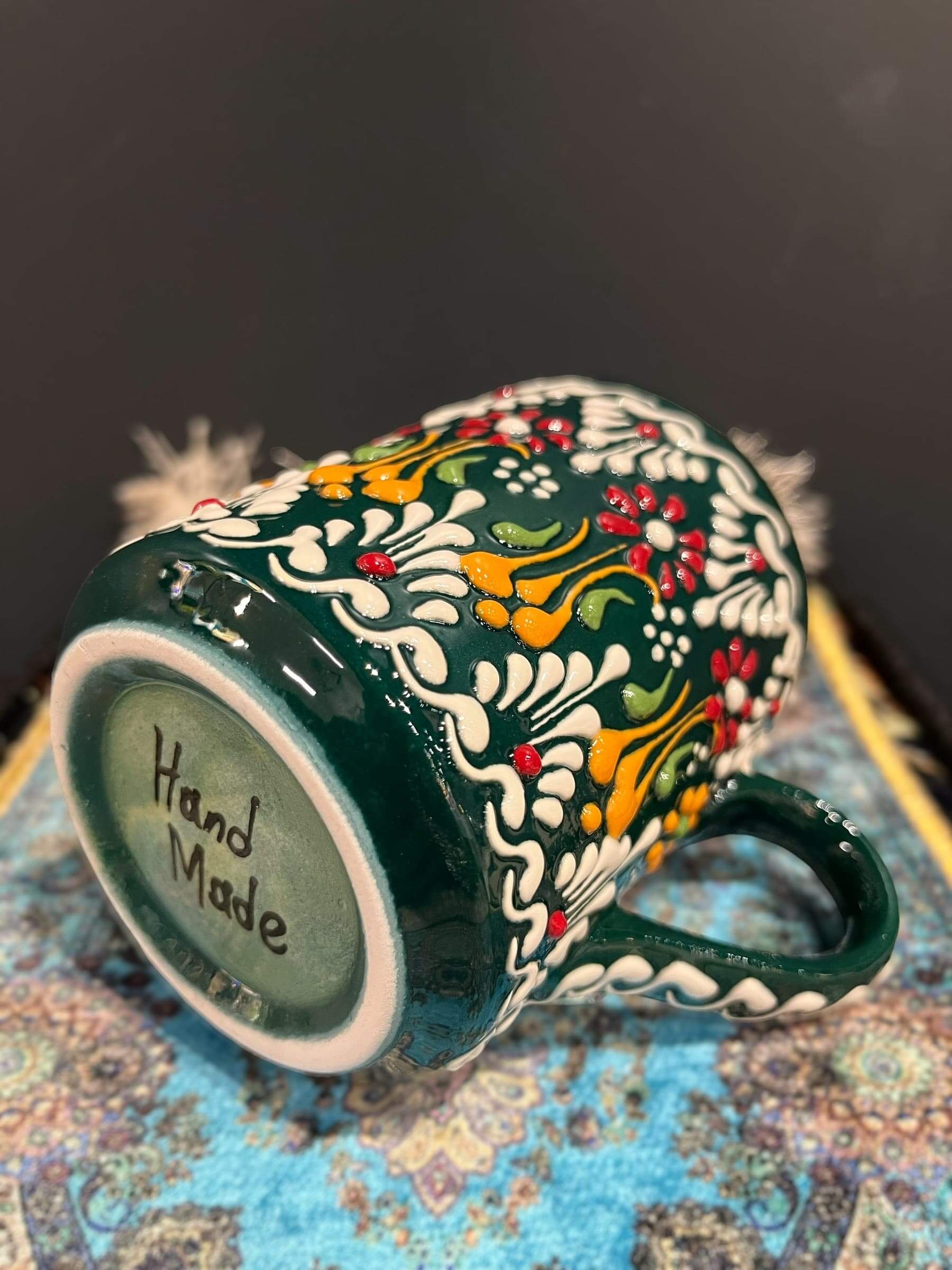 Ceramic Mug Dark Green Colourful Handmade Ceramics   