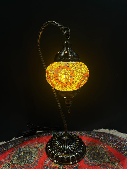 Turkish Mosaic Lamp- Mosaic Swan Lamp Brown Flower
