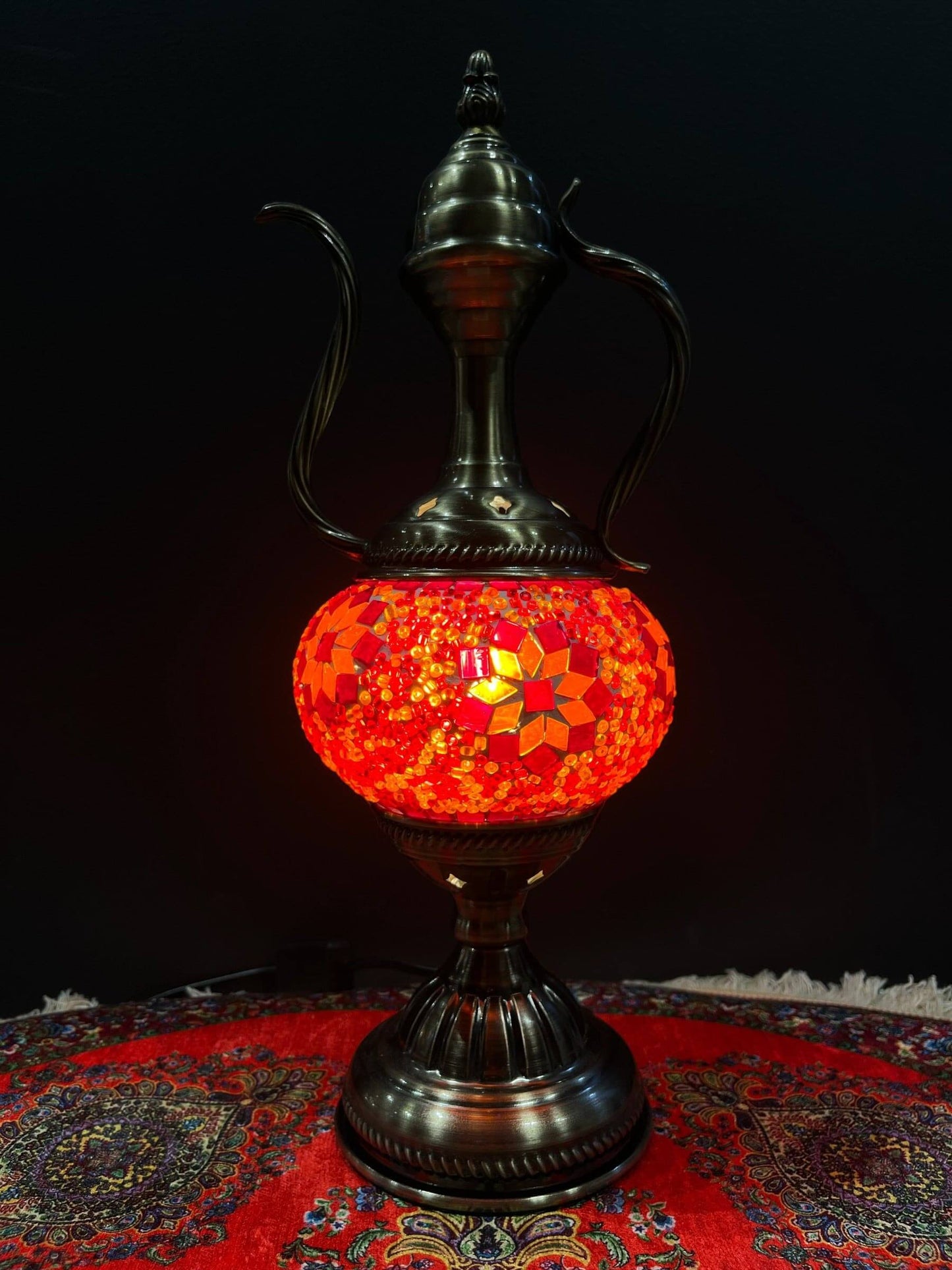 Mosaic Genie Lamp Orange Flower