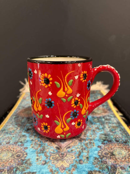 Ceramic Mug Red Colourful Handmade Ceramics   