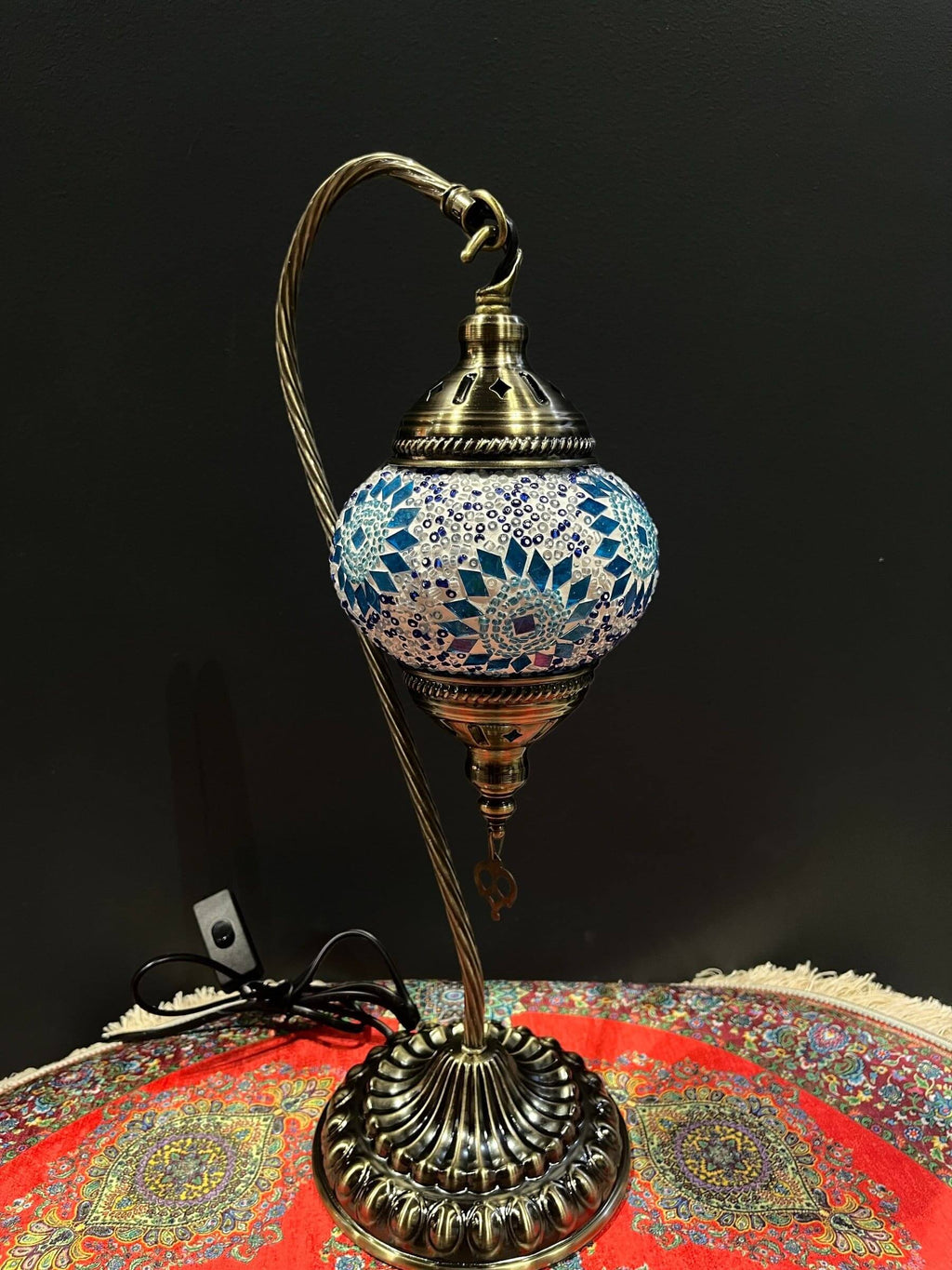 Mosaic Swan Lamp Blue Flower