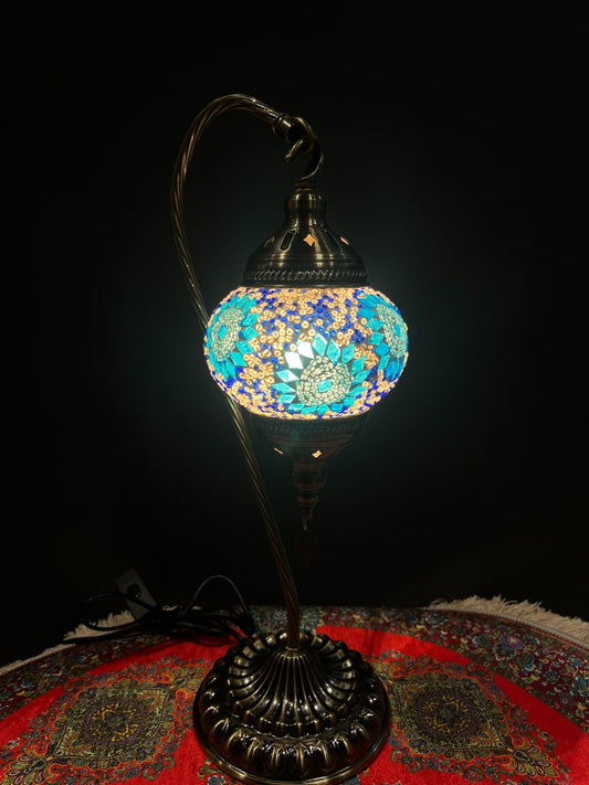 Mosaic Swan Lamp Blue Flower Lamps   