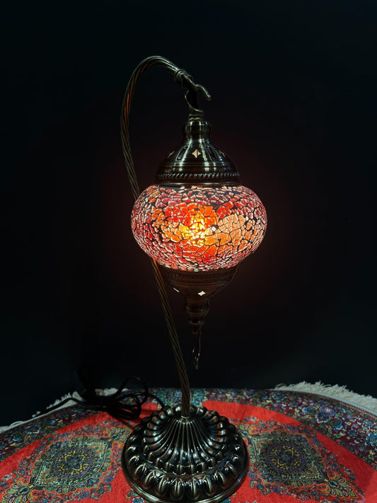Mosaic Swan Lamp Red Crackle Lamps   
