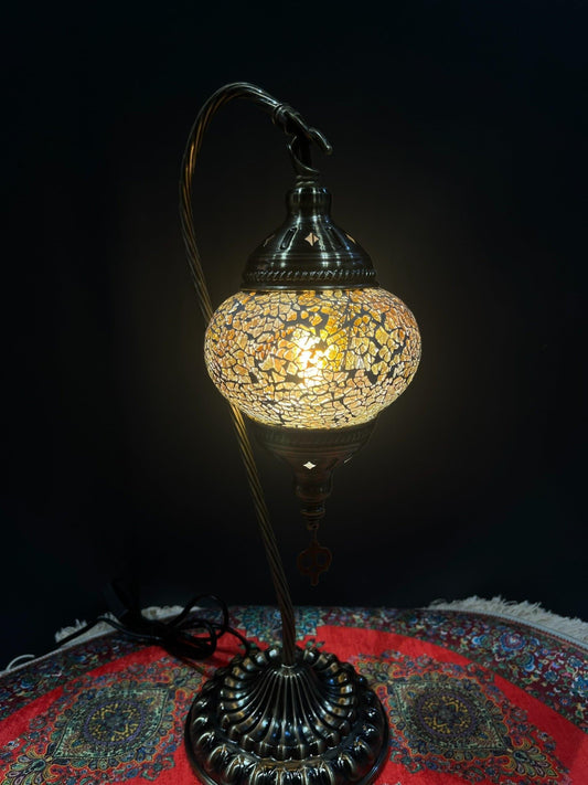 Mosaic Swan Lamp Gold Crackle Lamps   
