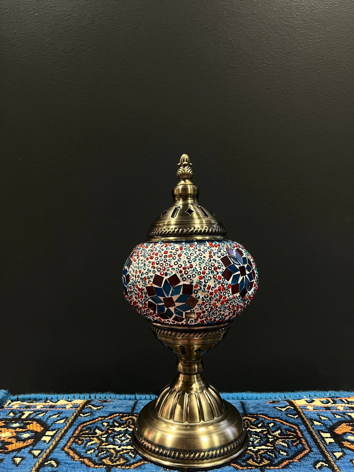 Mosaic Table Lamp Blue Red Flower Lamps   