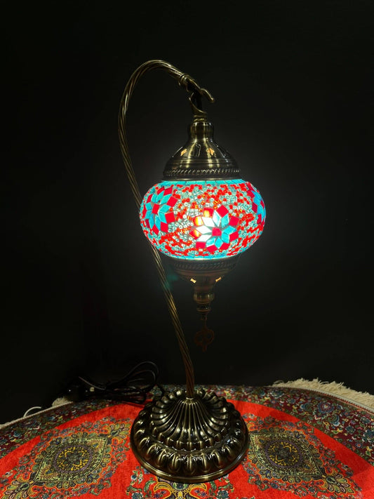 Mosaic Swan Lamp Blue Red Flower Lamps   