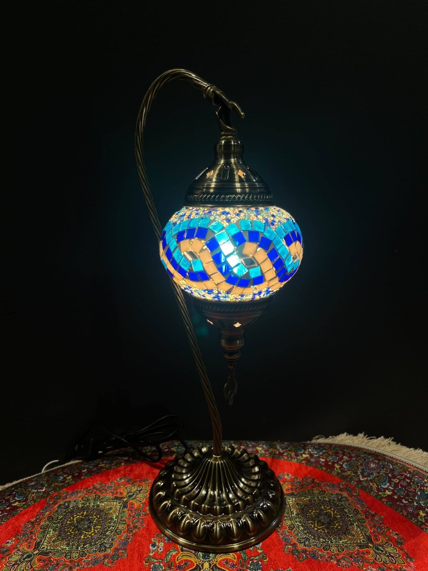 Turkish Mosaic Lamp- Mosaic Swan Lamp Blue Infinity