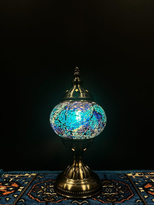 Mosaic Table Lamp Blue Crackle Lamps   